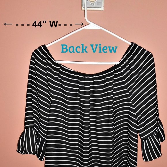 Black & White Striped Boho Ruffly Top - Picture 5 of 11